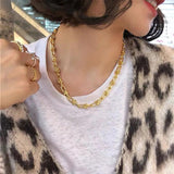 Exaggerated Retro Metal Chain Link Necklace for Women