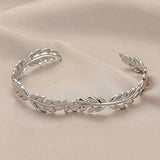 316L Stainless Steel Leaf Bangle Vintage Cuff Bracelet
