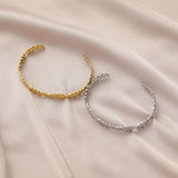316L Stainless Steel Leaf Bangle Vintage Cuff Bracelet