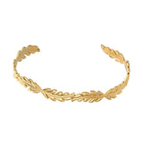 316L Stainless Steel Leaf Bangle Vintage Cuff Bracelet