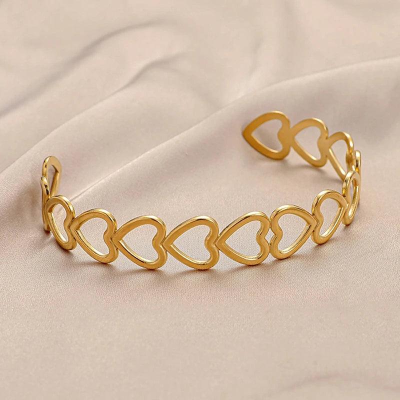 316L Stainless Steel Heart Bangle For Women Silver Jewelry