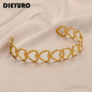 316L Stainless Steel Heart Bangle For Women Silver Jewelry