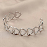 316L Stainless Steel Heart Bangle For Women Silver Jewelry