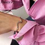 Foxanry Minimalist Silver Bangles & Bracelet Jewelry for Women