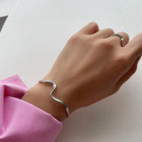 Foxanry Minimalist Silver Bangles & Bracelet Jewelry for Women