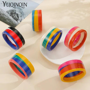 Vintage Colorful Geometric Resin Bracelets for Women