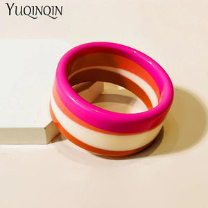 Vintage Colorful Geometric Resin Bracelets for Women
