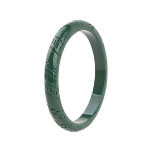 Green Leaf Resin Cuff Bracelet for Women