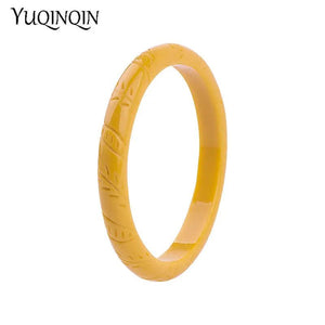 Green Leaf Resin Cuff Bracelet for Women