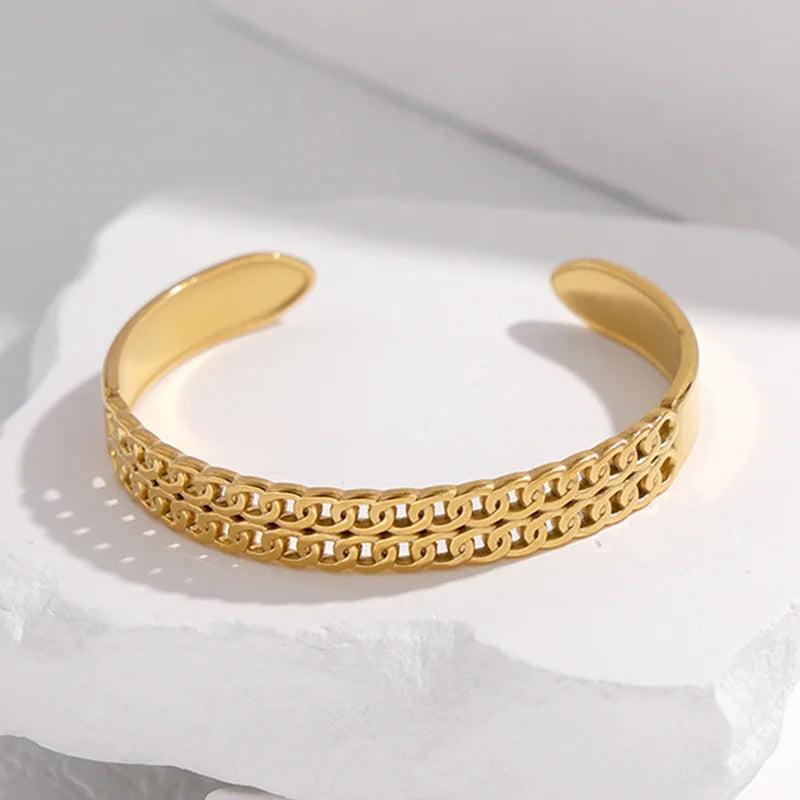 316L Stainless Steel Bracelet For Women Adjustable Cuff Bangle Non-fading