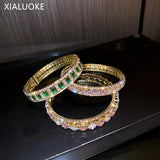 Pink Green Crystal Cuff Bracelets for Women