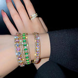 Pink Green Crystal Cuff Bracelets for Women