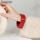 Vintage Acrylic Cuff Bracelets - Wide Geometric Resin Bangles