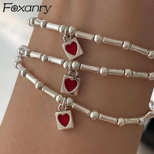 Silver Bamboo LOVE Heart Bangle Party Jewelry