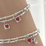 Silver Bamboo LOVE Heart Bangle Party Jewelry