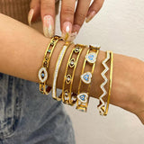 Turkish Evil Eye Stainless Steel Bangles Bracelets for Women Teen Girls