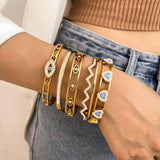Turkish Evil Eye Stainless Steel Bangles Bracelets for Women Teen Girls