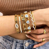 Turkish Evil Eye Stainless Steel Bangles Bracelets for Women Teen Girls