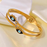 Turkish Evil Eye Stainless Steel Bangles Bracelets for Women Teen Girls