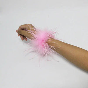 Feather Cuff Snap Bracelet Ostrich Fur Wrist Cuff Sleeve