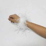 Feather Cuff Snap Bracelet Ostrich Fur Wrist Cuff Sleeve