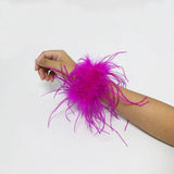 Feather Cuff Snap Bracelet Ostrich Fur Wrist Cuff Sleeve