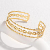 316L Stainless Steel Geometric Link Cuff Bracelet for Women Girl Bangle