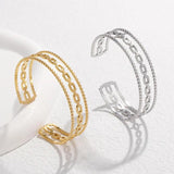316L Stainless Steel Geometric Link Cuff Bracelet for Women Girl Bangle