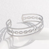 316L Stainless Steel Geometric Link Cuff Bracelet for Women Girl Bangle