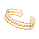 316L Stainless Steel Geometric Link Cuff Bracelet for Women Girl Bangle