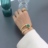 Jade Stripe Titanium Steel Bracelet Gold-Plated for Women