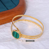 Jade Stripe Titanium Steel Bracelet Gold-Plated for Women