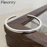 Foxanry Minimalist Silver Smooth Bracelets for Women
