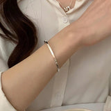 Foxanry Minimalist Silver Smooth Bracelets for Women