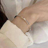 Foxanry Minimalist Silver Smooth Bracelets for Women