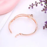 Enamel Camellia Bangles Crystal Letter 5 Bangle Bracelet Wedding Jewelry