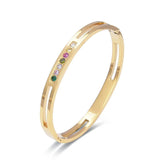 Colorful CZ Crystal Bracelet For Women Hollow Cuff Bangle Jewelry