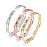 Colorful CZ Crystal Bracelet For Women Hollow Cuff Bangle Jewelry