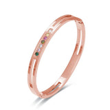 Colorful CZ Crystal Bracelet For Women Hollow Cuff Bangle Jewelry
