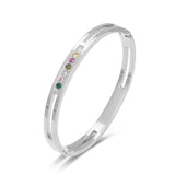 Colorful CZ Crystal Bracelet For Women Hollow Cuff Bangle Jewelry