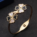 Stainless Steel Heart Charm Cuff Bangles for Women Girls Wedding