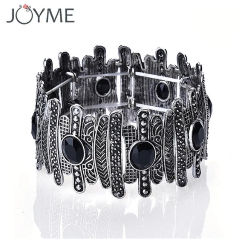 Vintage Charm Stretch Wide Bracelet Bohemia Cuff Crystal Jewelry