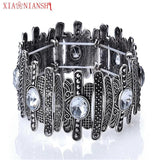 Vintage Charm Stretch Wide Bracelet Bohemia Cuff Crystal Jewelry