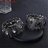 Vintage Charm Stretch Wide Bracelet Bohemia Cuff Crystal Jewelry