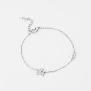 Foxanry Silver Bracelet with Zircon Letters for Couples