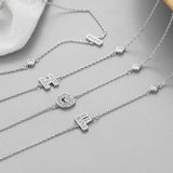 Foxanry Silver Bracelet with Zircon Letters for Couples