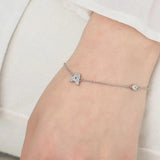 Foxanry Silver Bracelet with Zircon Letters for Couples
