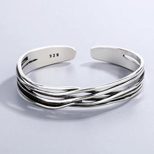 Retro Wave Braided Bracelet Silver Plated