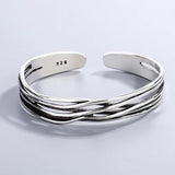 Retro Wave Braided Bracelet Silver Plated