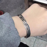 Retro Wave Braided Bracelet Silver Plated